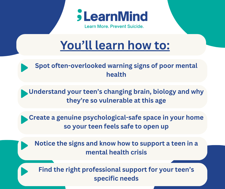 "Mental Health-Safe Parent: Teens" Online Course + Physical Course Workbook